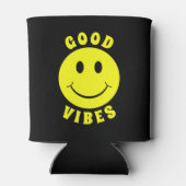 ハッピーイエロー顔グッドビーブスブラック 缶クーラー (裏面)