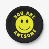 ハッピーイエロー顔ユア素晴らしー ペーパープレート (正面)