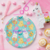 ハッピーイカスタマイズースターウサギと鶏肉 ペーパープレート (パーティー)