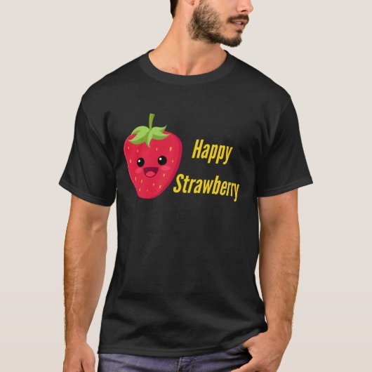 ハッピーイチゴ – かわいいフルーツデザイン🍓 Tシャツ (正面)