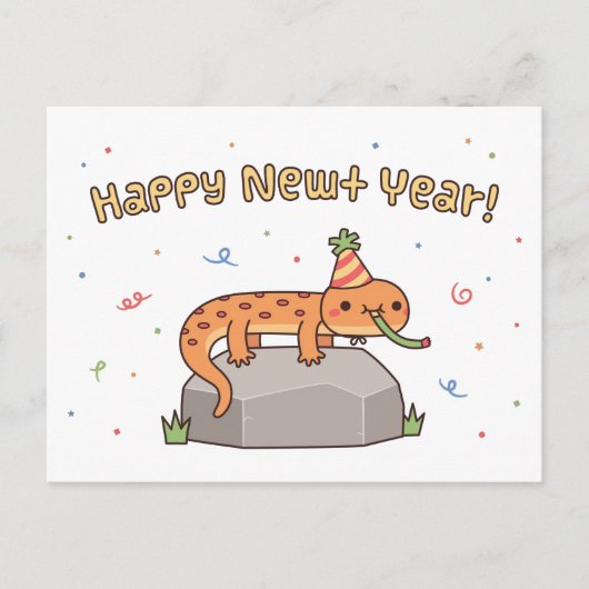 ハッピーイモリイヤー おもしろい新年の挨拶 ポストカード (正面)