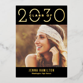 ハッピーイヤーフォイル卒業アナウンス編集可能カラー 箔招待状