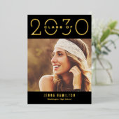 ハッピーイヤーフォイル卒業アナウンス編集可能カラー 箔招待状 (立ち正面)