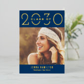 ハッピーイヤーフォイル卒業アナウンス編集可能カラー 箔招待状 (立ち正面)