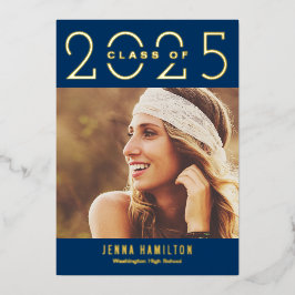 ハッピーイヤーフォイル卒業アナウンス編集可能カラー 箔招待状