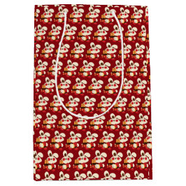 ハッピーイヤー・オブ・ウサギとドラゴンレッド金ゴールド ミディアムペーパーバッグ