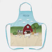 ハッピーイングリッシュクリームゴールデンレトリバーで農場 エプロン (正面)