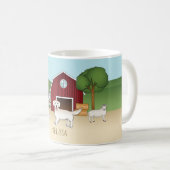 ハッピーイングリッシュクリームゴールデンレトリバーで農場 コーヒーマグカップ (正面右)