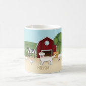 ハッピーイングリッシュクリームゴールデンレトリバーで農場 コーヒーマグカップ (中央)