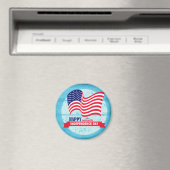 ハッピーインディペンデンスデイアメリカン国旗のイラストレーション マグネット (インサイチュ (食洗機))