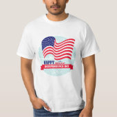 ハッピーインディペンデンスデイアメリカン国旗のイラストレーション Tシャツ (正面)