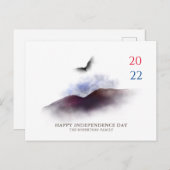 ハッピーインディペンデンスデイウォーターカラーイーグルマウンテン ポストカード (正面/裏面)