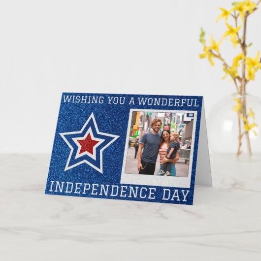 ハッピーインディペンデンスデイフォトグリッターカード カード (黄色い花)