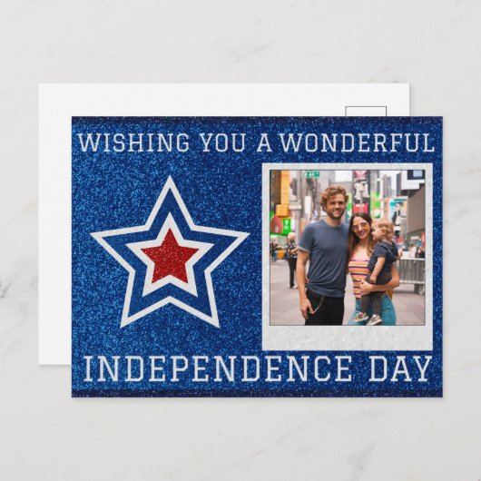 ハッピーインディペンデンスデイフォトグリッター ポストカード (正面/裏面)