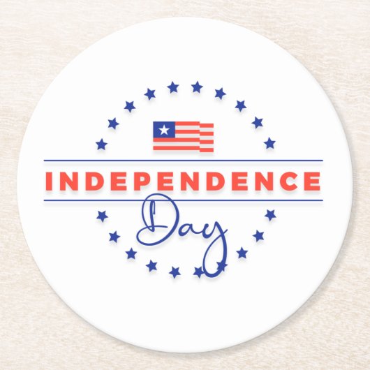 ハッピーインディペンデンスデイ紙コースター ラウンドペーパーコースター (正面)