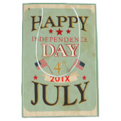 ハッピーインディペンデンスデー7月4日 ミディアムペーパーバッグ (正面)