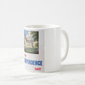 「ハッピーインディペンデンスデー」ホワイトハウス国旗 コーヒーマグカップ (正面右)