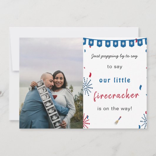 ハッピーインディペンデンス7月4日ベビー妊娠写真 案内状 (正面)