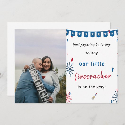 ハッピーインディペンデンス7月4日ベビー妊娠写真 案内状 (正面/裏面)