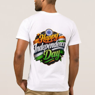 ハッピーインド独立記念日 - プレミアム3D愛国デザイン Tシャツ