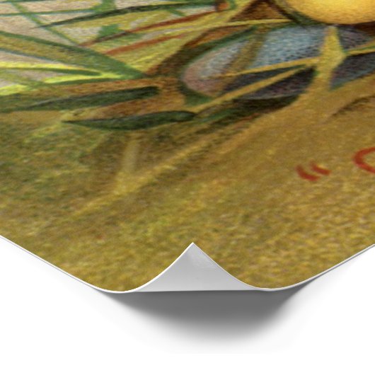 ハッピーイースタタイドヴィンテージイースターバニーと子供 ポスター (角)