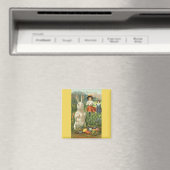 ハッピーイースタタイドヴィンテージイースターバニーと子供 マグネット (インサイチュ (食洗機))