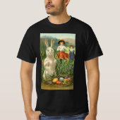 ハッピーイースタタイドヴィンテージイースターバニーと子供 Tシャツ (正面)