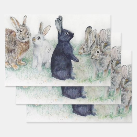 ハッピーイースターうさぎ ラッピングペーパーシート (セット)