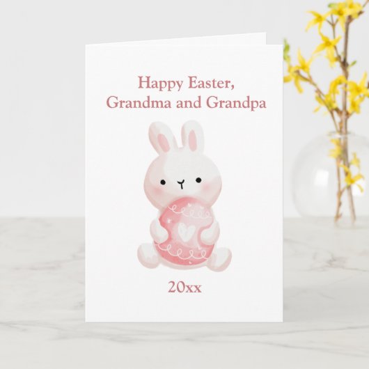 ハッピーイースターおばあちゃんとおじいちゃんの写真 カード (黄色い花)