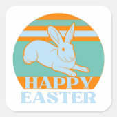 ハッピーイースターおもしろいイースターバニーアイディア スクエアシール (正面)