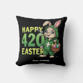 ハッピーイースターおもしろいイースターバニーデザインウィード恋人 クッション (正面)