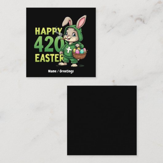ハッピーイースターおもしろいイースターバニーデザインウィード恋人 スクエア名刺 (正面/裏面)