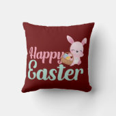 ハッピーイースターおもしろいイースターバニー クッション (裏面)