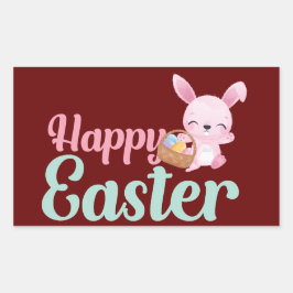 ハッピーイースターおもしろいイースターバニー 長方形シール