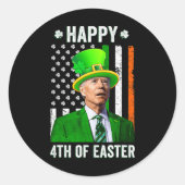 ハッピーイースターおもしろいジョーバイデン氏St patricks day ラウンドシール (正面)