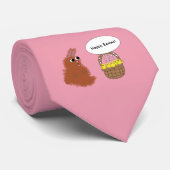 ハッピーイースターおもしろいバニーラビットベビーチクスクピンク ネクタイ (ロール)