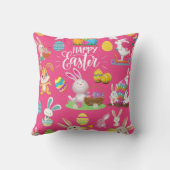 ハッピーイースターおもしろい、バニーの願いカラフルと卵 クッション (裏面)