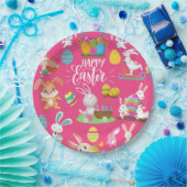 ハッピーイースターおもしろい、バニーの願いカラフルと卵 ペーパープレート (パーティー)