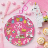 ハッピーイースターおもしろい、バニーの願いカラフルと卵 ペーパープレート (パーティー)