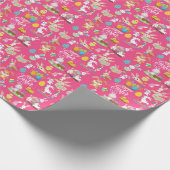 ハッピーイースターおもしろい、バニーの願いカラフルと卵 ラッピングペーパー (角)