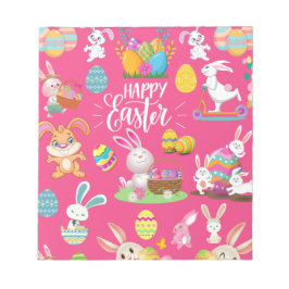 ハッピーイースターおもしろい、バニーの願いカラフルと ノートパッド