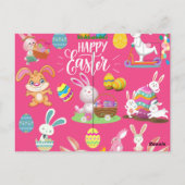 ハッピーイースターおもしろい、バニーの願いカラフルと ポストカード (裏面)