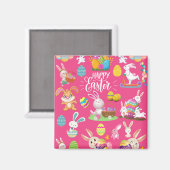 ハッピーイースターおもしろい、バニーの願いカラフルと マグネット (正面/裏面)