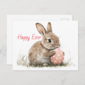 ハッピーイースターおもしろい- Bunny with Egg Delight ポストカード (正面/裏面)