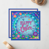 ハッピーイースターお洒落フローラ ノートカード (正面/裏面インサイチュ)