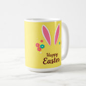 ハッピーイースターお祝いカードとバニー耳 コーヒーマグカップ (正面右)