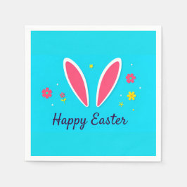 ハッピーイースターお祝いカードとバニー耳 スタンダードカクテルナプキン