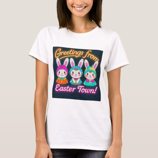 ハッピーイースターお祝い Tシャツ (正面)