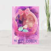 ハッピーイースターかご卵ひよこ子恵み カード (正面)