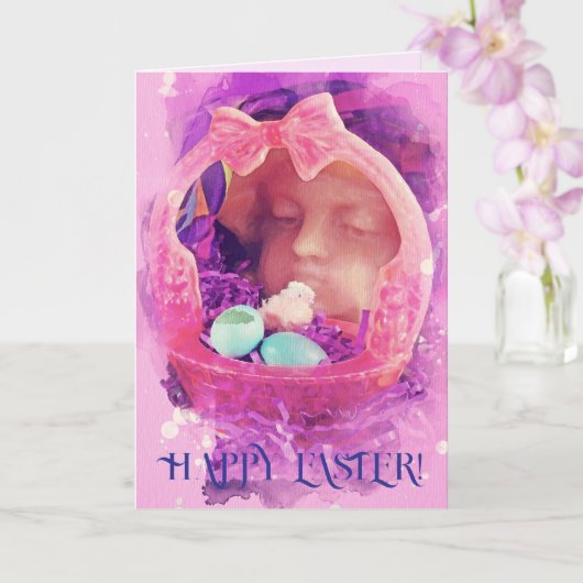 ハッピーイースターかご卵ひよこ子恵み カード (蘭)
